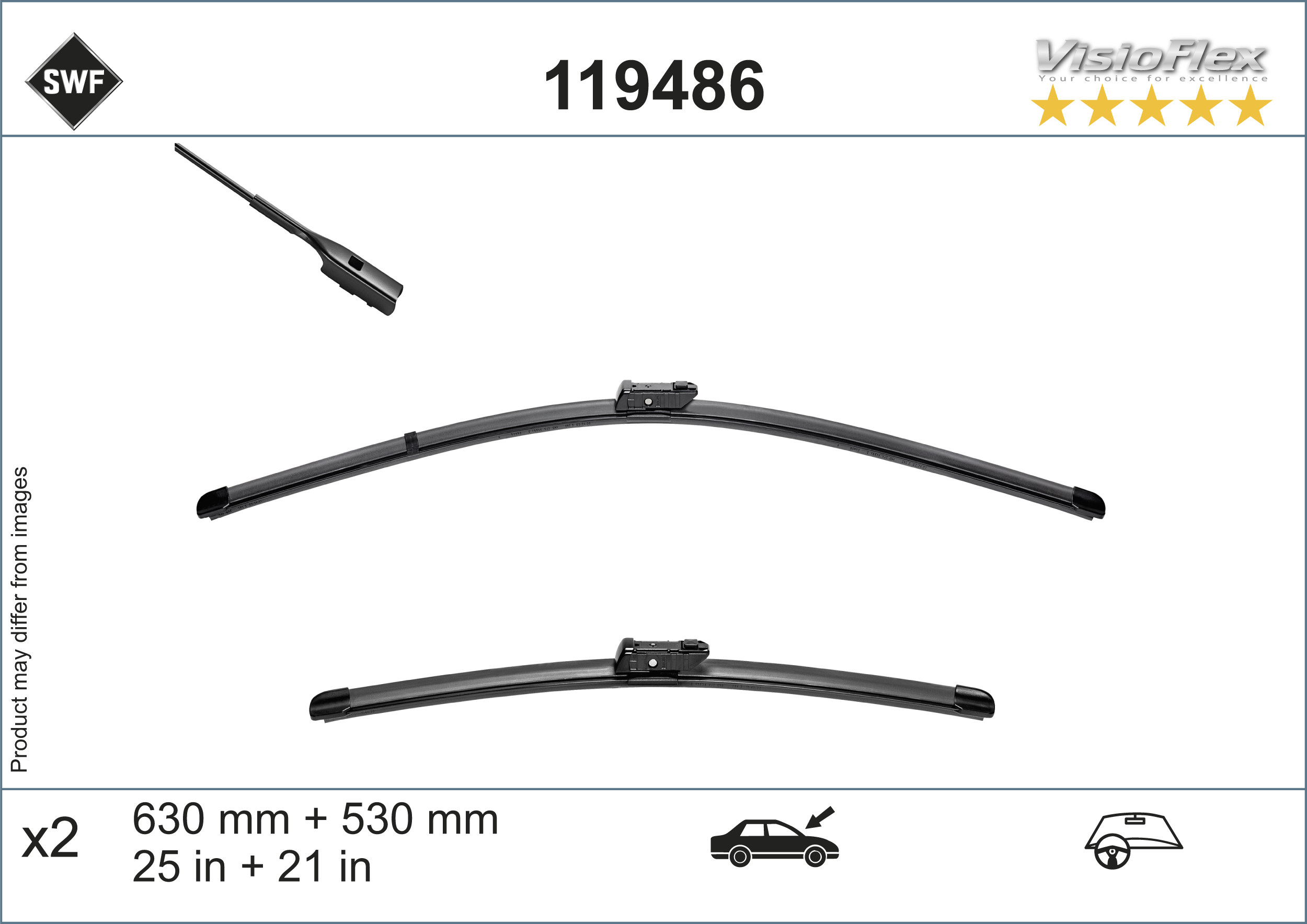 Комплект бескаркасных стеклоочистителей SWF VisioFlex OE 119.486